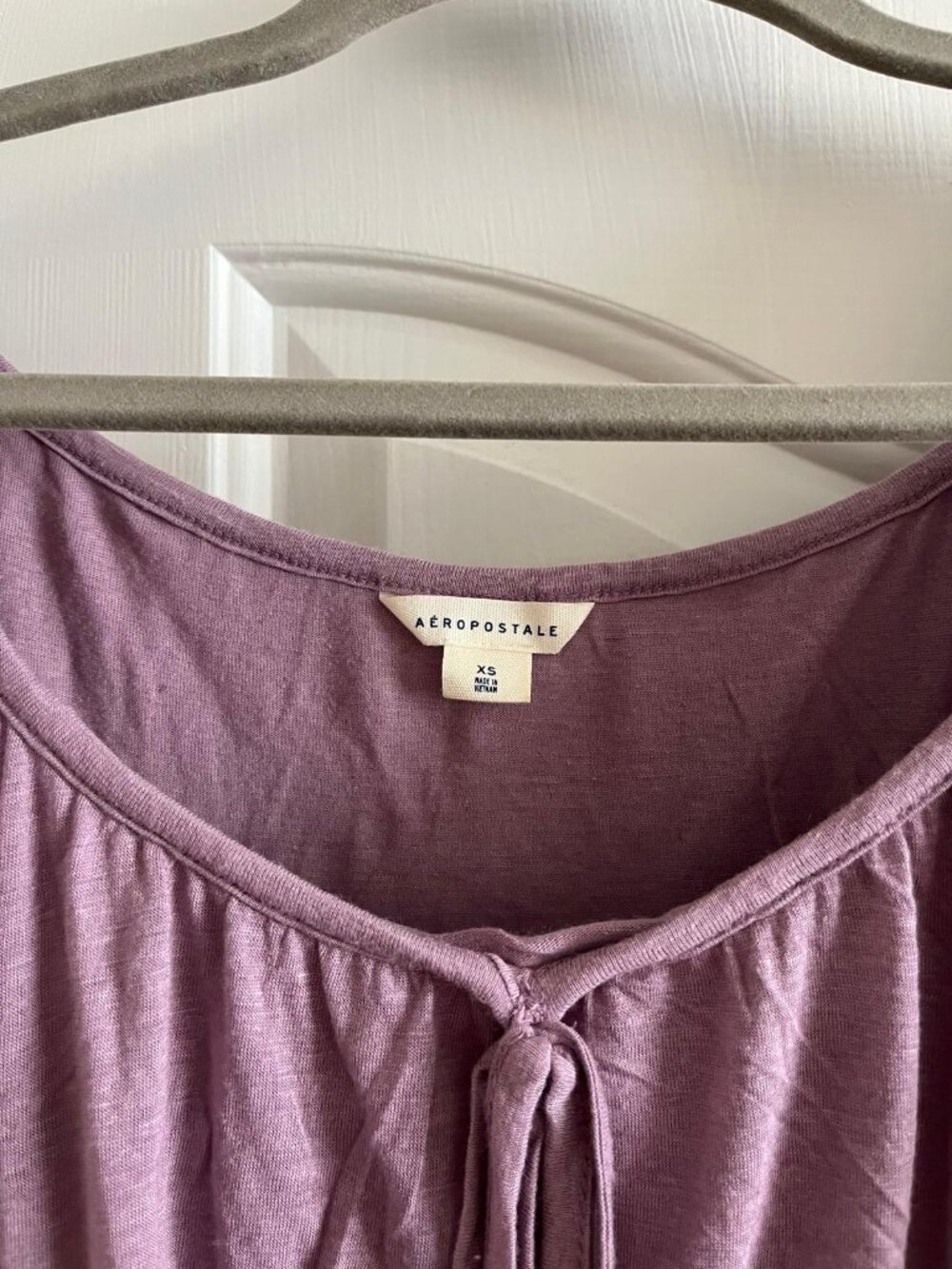 Linen-Blend Lilac Purple Ruffled Top - Picture 4 of 6